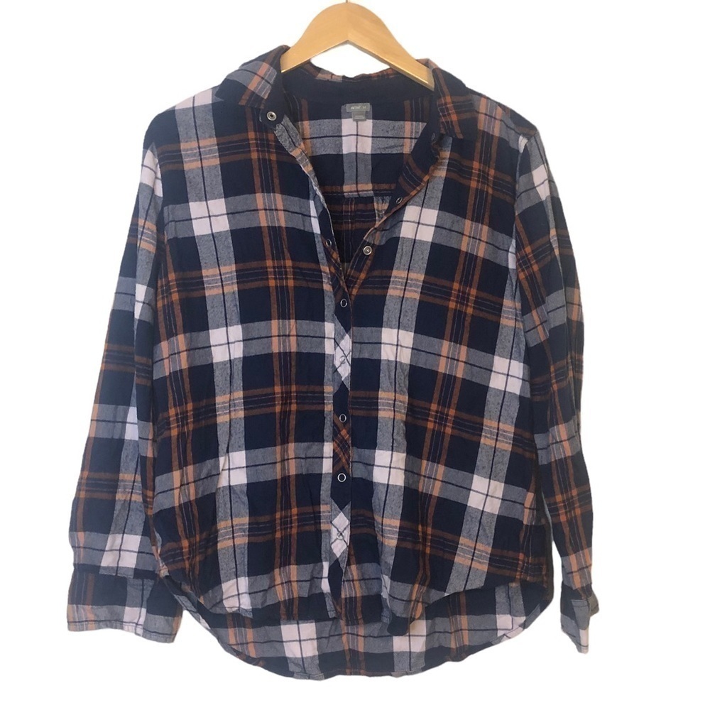Aerie Plaid Flannel Snap Button Front Button Up Top Small